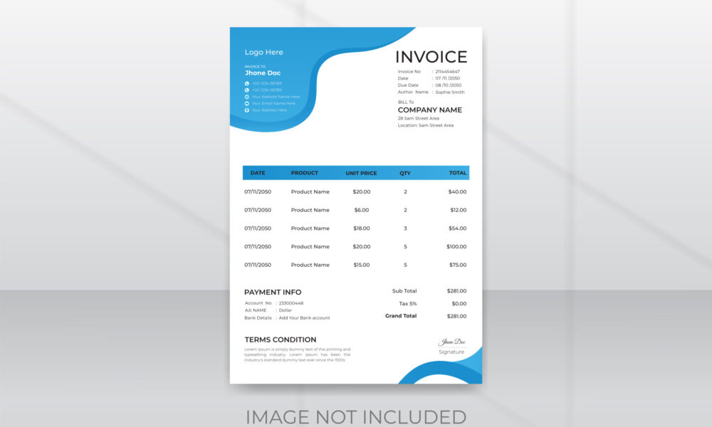 Professional business invoice template design