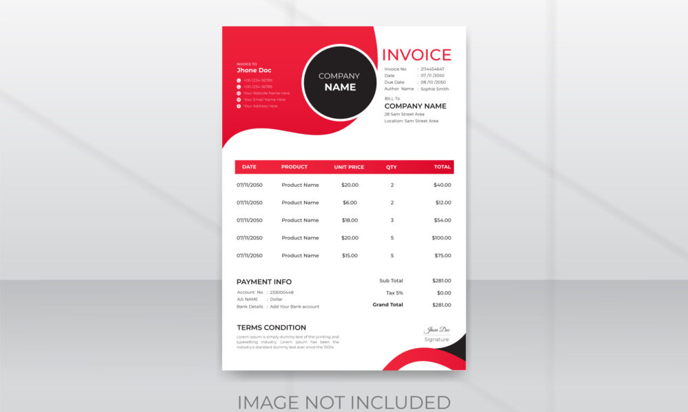 Professional business invoice template design