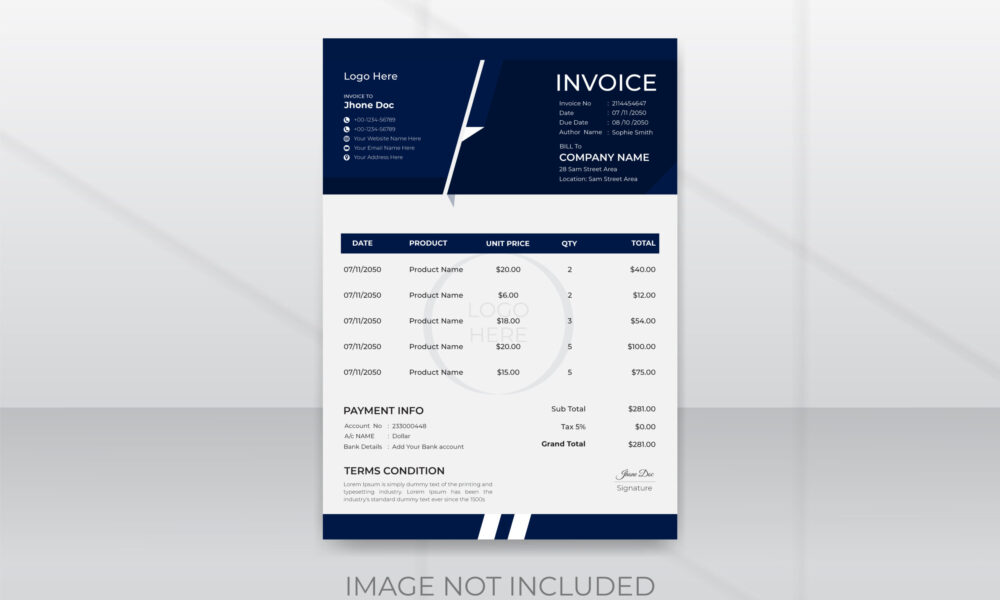 Professional business invoice template design